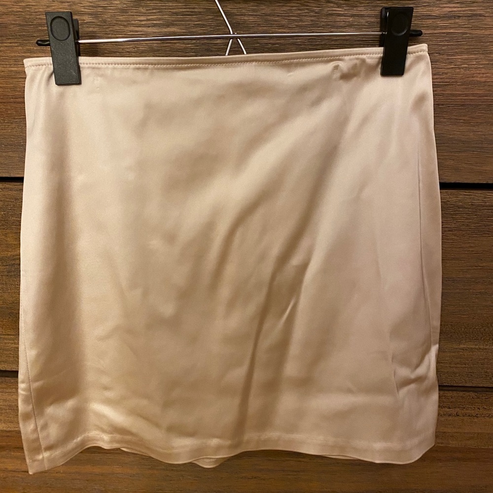 Lulus Champagne Satin Mini Skirt